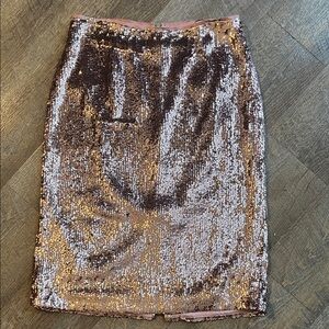 J. Crew Sequin Pencil Skirt in Rose Gold and Silver